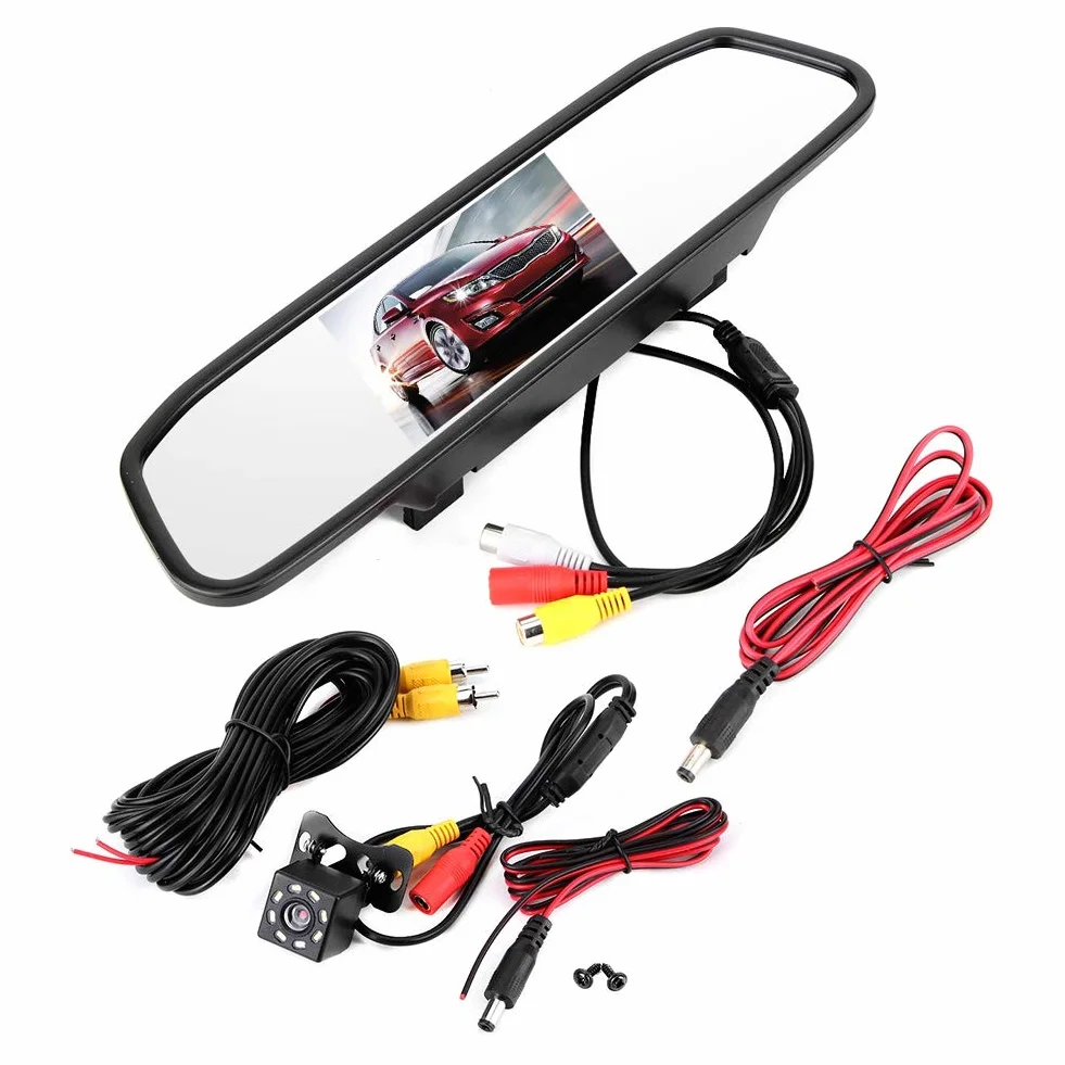 Janzoom Dash Cam a Specchio, Monitor per specchietto retrovisore a Basso consumo energetico IP68 Impermeabile per Telecamera di retromarcia per Auto