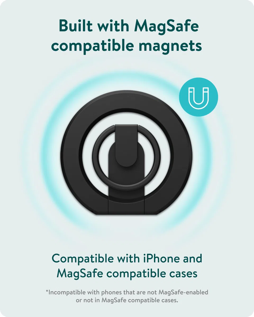 Mous - Anello y supporto magnetico per Magsafe e Pixelsnap - Accessorio impugnatura per iPhone 17/16/15/14, Pixel 10, S26/S25 Serie e Custodie MagSafe
