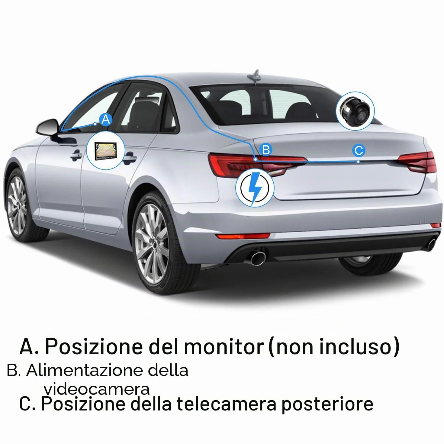 CICMOD Mini CCD Retrocamera Auto 360° Ruotabile Impermeabile Angolazione di 170° Telecamera Retromarcia Auto