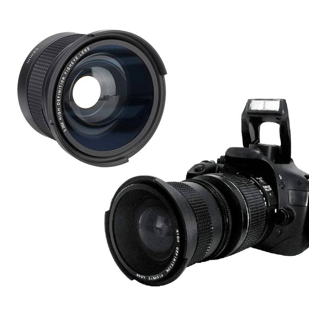 Annadue Obiettivo Grandangolare Fisheye 52mm 0,35X per Fotocamere SLR DSLR, Obiettivo Ultra Grandangolare Fisheye Universale per Fotocamere con Filettatura Obiettivo 52mm