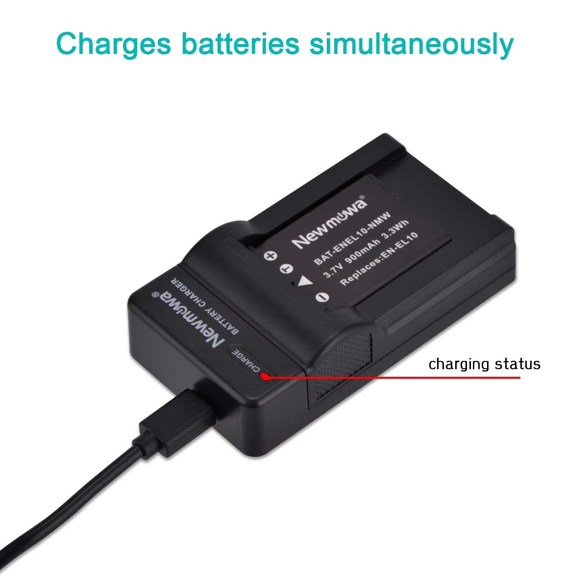Newmowa EN-EL10 Batteria (confezione da 2) e Portable USB Caricatore kit per Nikon Coolpix S60, S80, S200, S202, S203, S205, S210, S220, S225, S230, S500, S510, S520, S570, S600