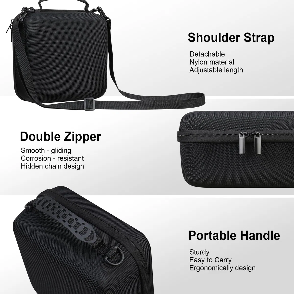 RAIALL Custodia per fotocamera Canon EOS 2000D/4000D DSLR/R50/R50V/R100/250D/R10/R6 Mark II/R8/R5/ Sony/Nikon D7500, custodia rigida da trasporto, borsa protettiva da viaggio, Nero