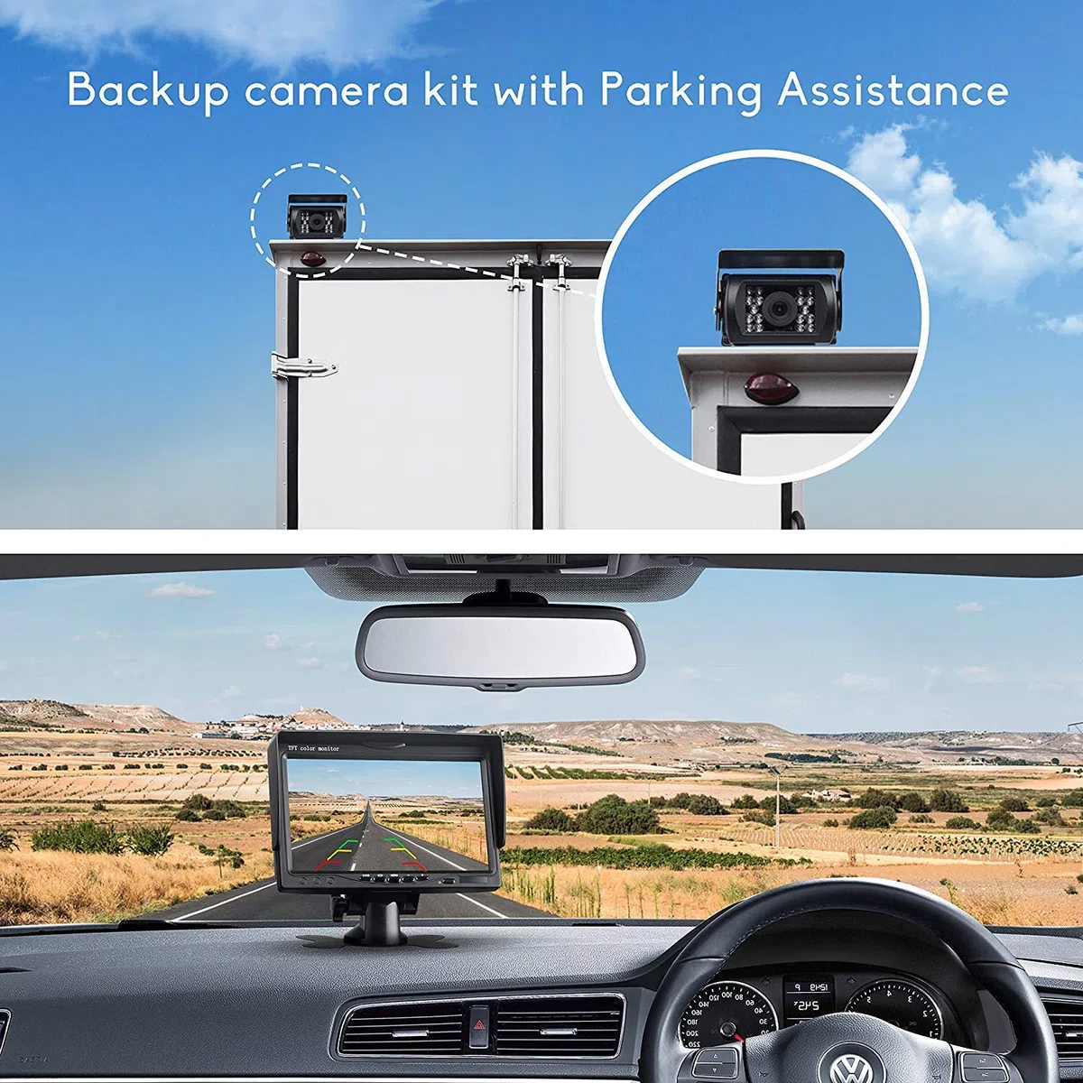 Monitor a 4 pin, a infrarossi per visione notturna, impermeabile, backup per telecamera posteriore, 15 m di cavo, schermo LCD TFT lungo 17,8 cm, a colori, HD. Ideale per automobili, camper, autobus