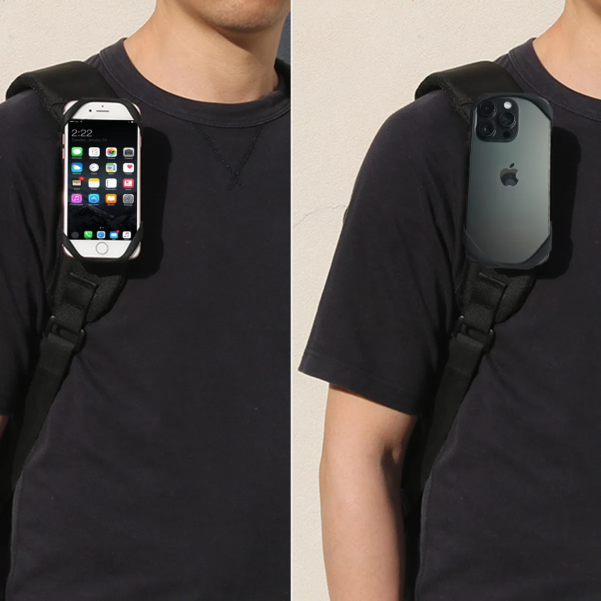 HEZEN Supporto per telefono cellulare per zaino, clip per cinghia per zaino per cellulare, con regolazione rimovibile, escursionismo, arrampicata, esterno