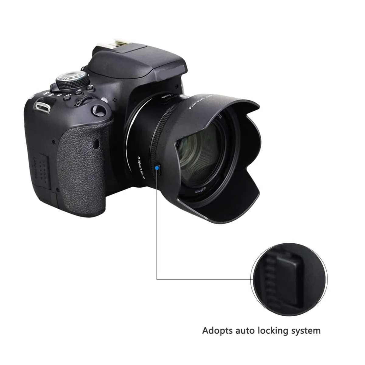 Paraluce e Filtro UV per Canon EF 50 mm f/1.8 STM, Sostituisce Canon ES-68, Paraluce Reversibile con Filtro UV da 49 mm, Riduce i Riflessi