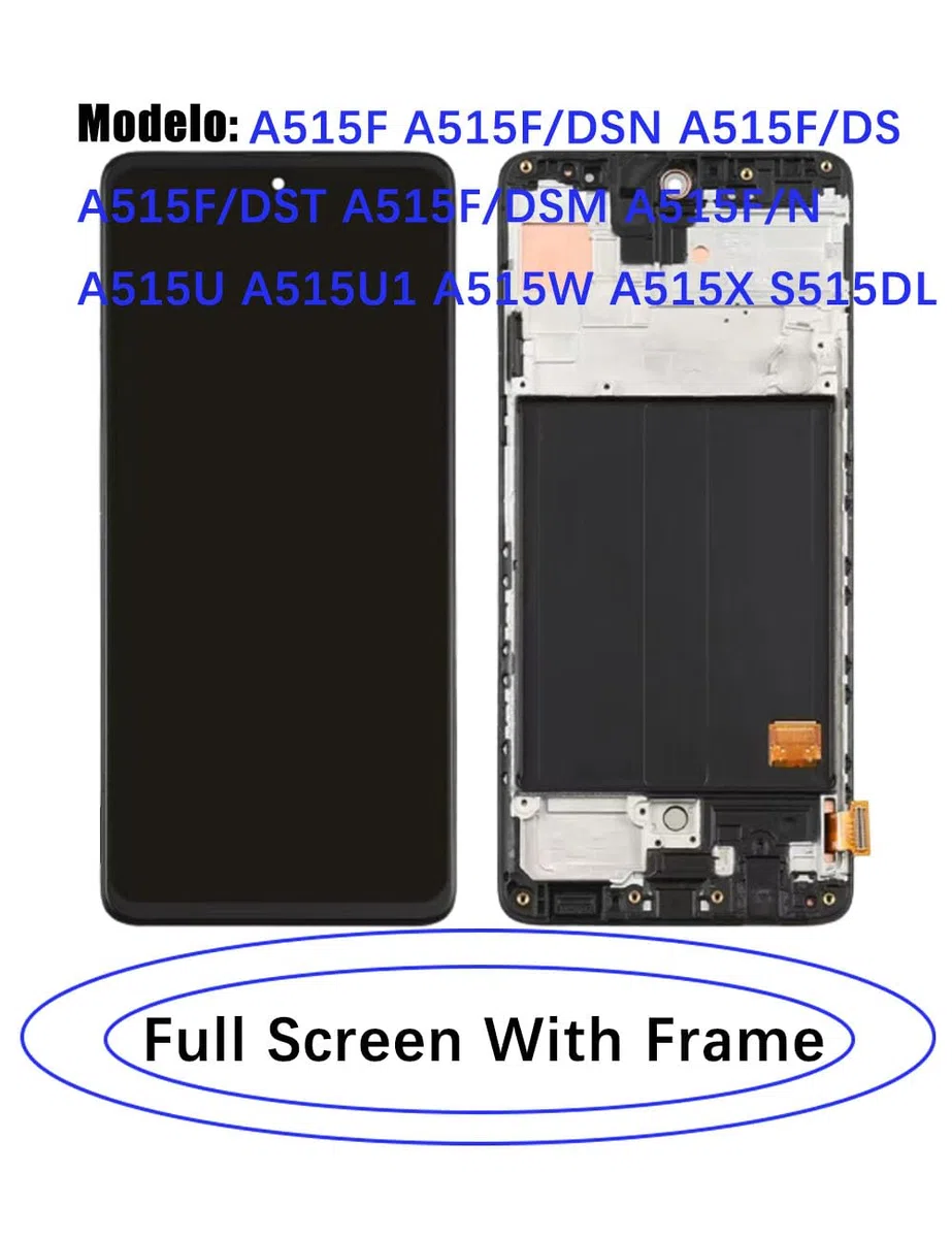 Display di ricambio per Samsung Galaxy A51 4G LCD TFT A515F A515U A515W A515X S515DL LCD Display Touch Digitizer Assembly Kit parti di riparazione (senza impronte digitali, nero con cornice)