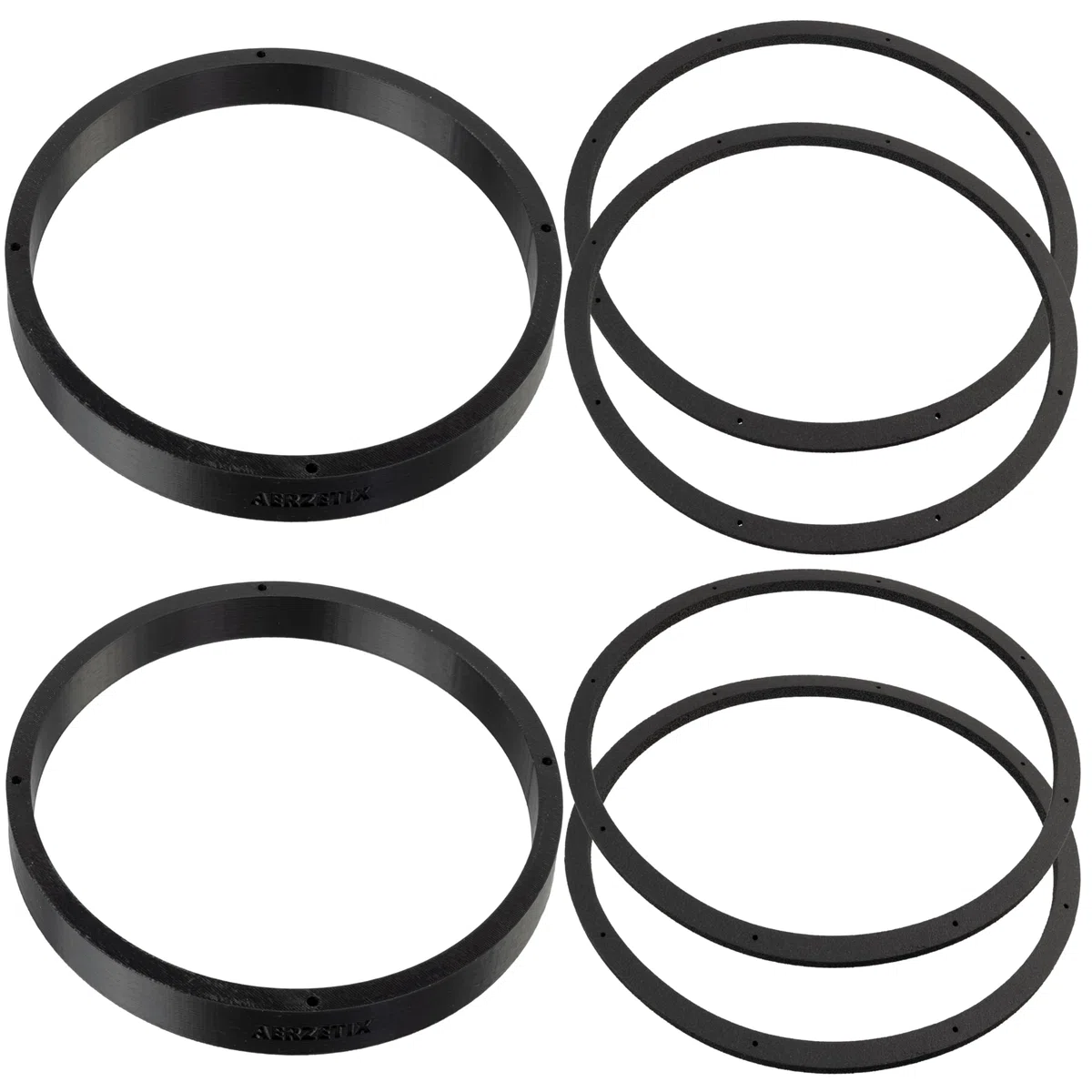 Aerzetix - Set di 2 anelli/distanziatori/boccole distanziatrici per altoparlanti Ø200x18 mm in plastica ABS + 4 guarnizioni di tenuta