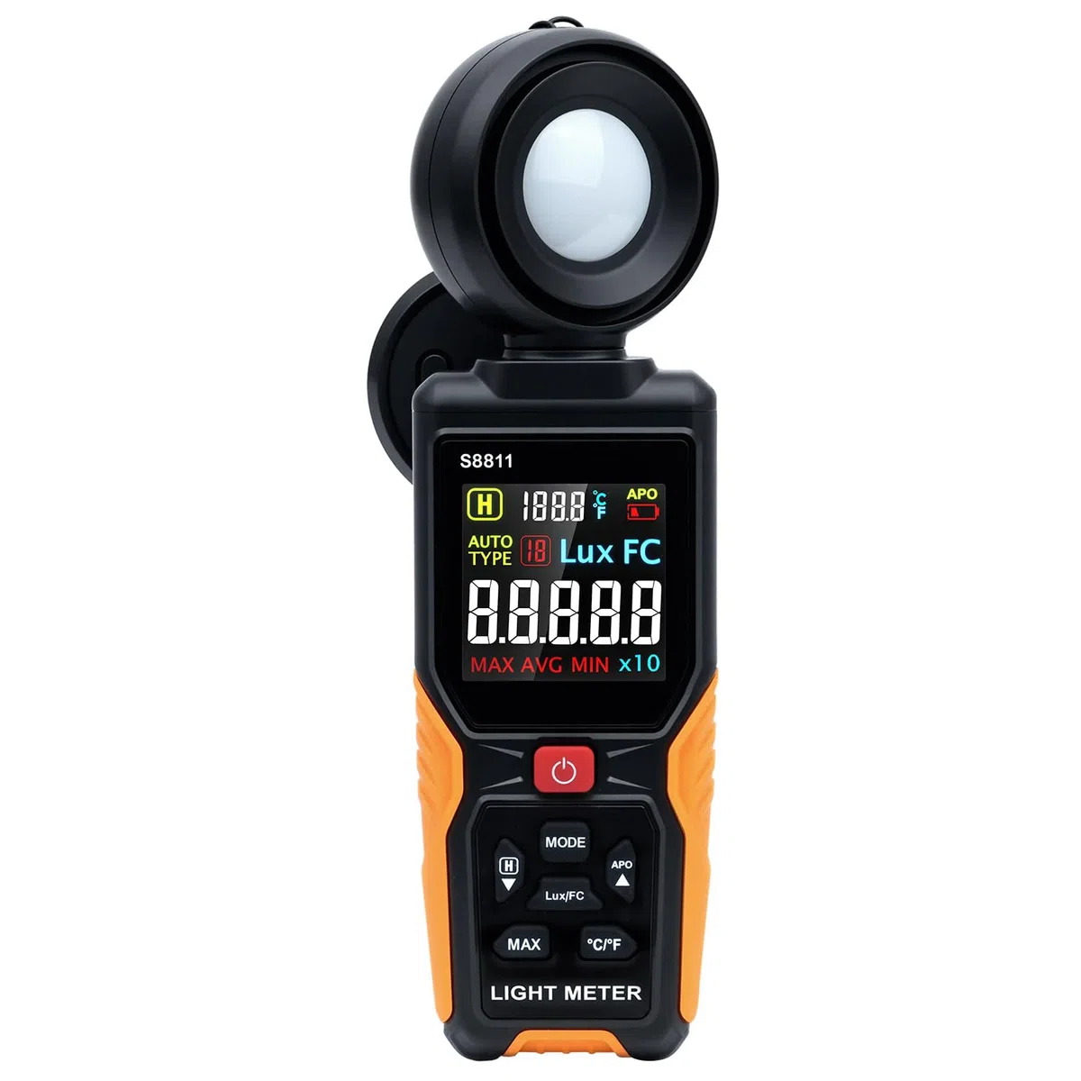 Mcbazel Misuratore di Luce Digitale, Lux/FC 200.000 Misuratore di Illuminazione ad Alta Precisione con Sensore Ruotabile a 270° e Display a Colori HD con Temperatura Ambiente per Piante, Fotografia