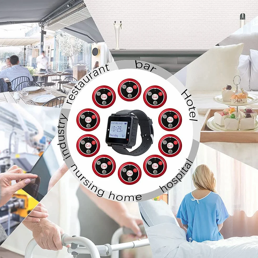 Retekess T128 Cercapersone Ristorante, Sistema di Chiamata Wireless, 48 Ore di Standby,1 Orologio e 20 Pulsanti di Chiamata e 1 Amplificatore Segnale, per Ristorante Bar Pizzeria