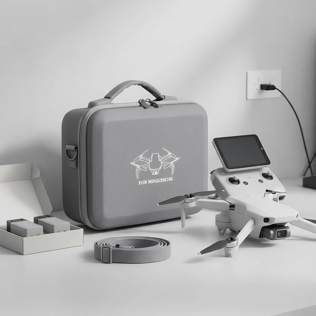 Custodia per DJI MINI 4k/Mini 2/ 2 SE, Impermeabile Compatto e portatile Borsa per DJI minis 4k attacco controller e supporti eliche con tracolla e maniglia, Grigio