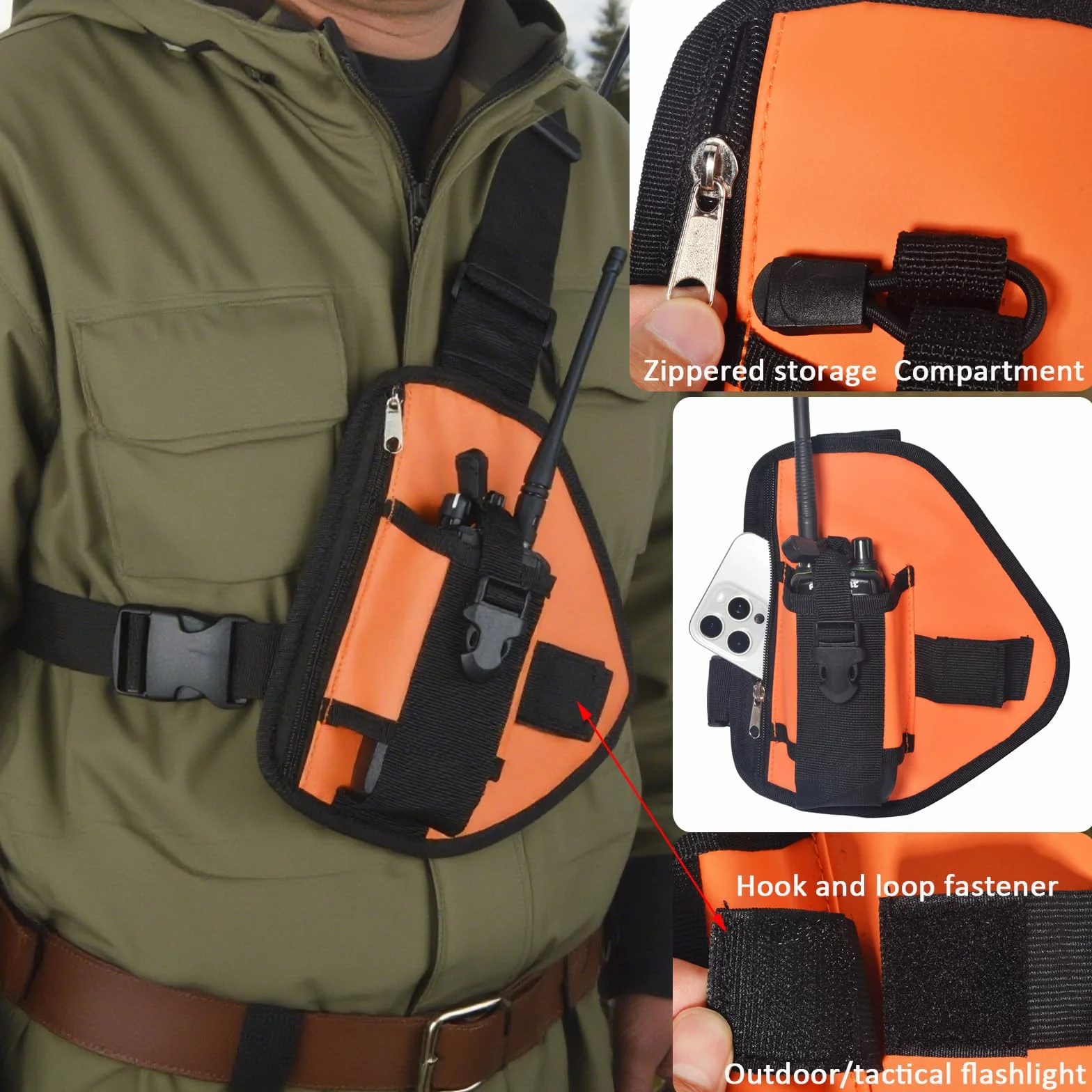 HYS Pettorina per walkie talkie con tracolla regolabile, compatibile con Baofeng Kenwood Quansheng Motorola radio bidirezionale