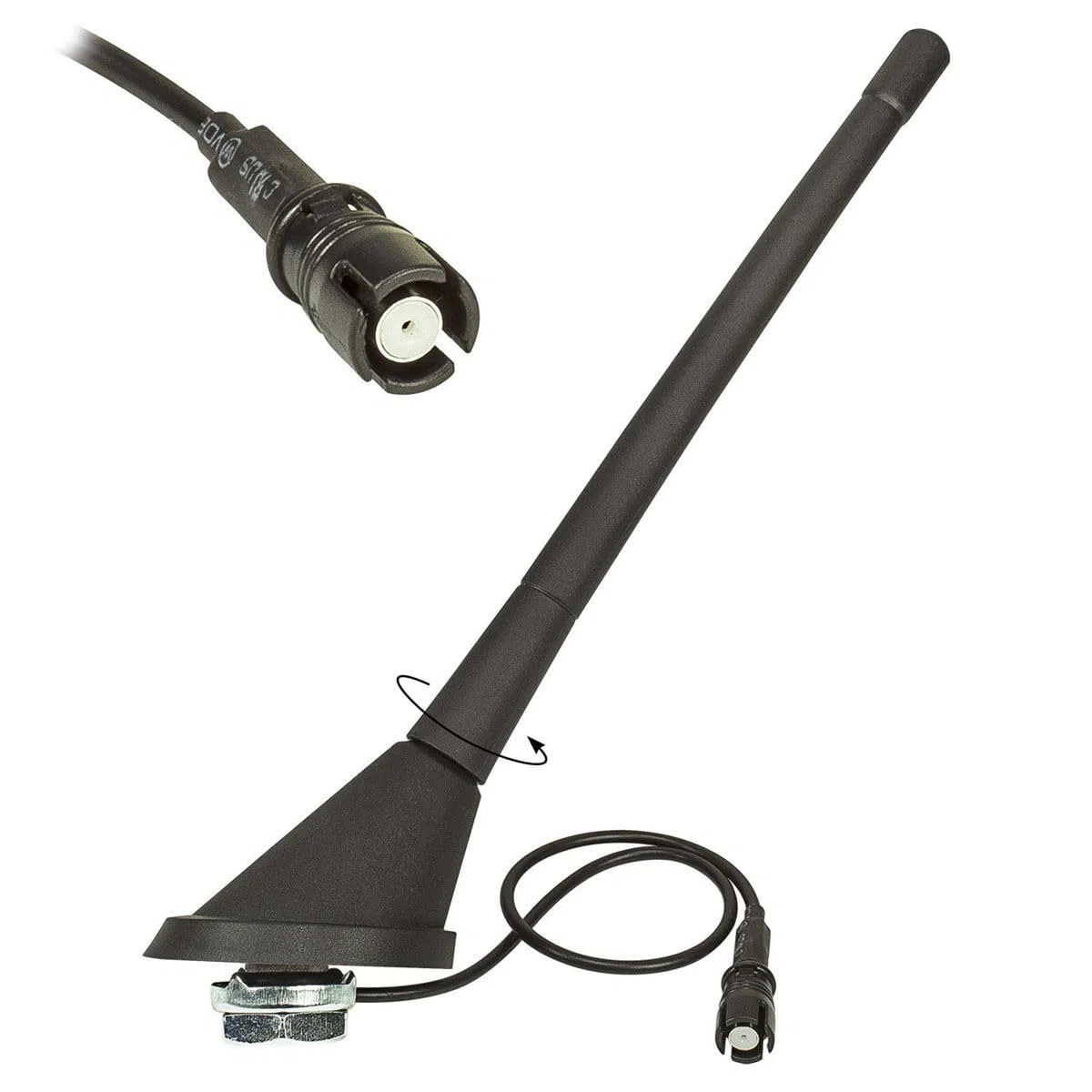 tomzz Audio 1000-005 Auto Antenna Tetto 16V Amplificatore RAKU 2 II compatibile con Audi Opel Seat Skoda VW Anti Noise Rod 17,5cm 60 gradi