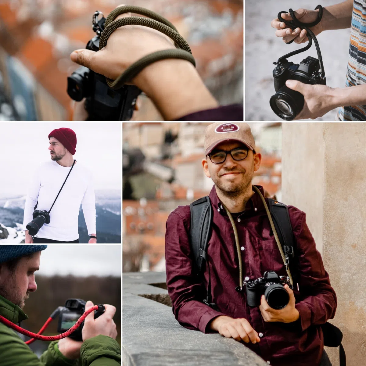 LENS-AID Tracolla per fotocamera effetto corda, 100 cm: come tracolla per il collo per il trasporto di una fotocamera di diversi produttori