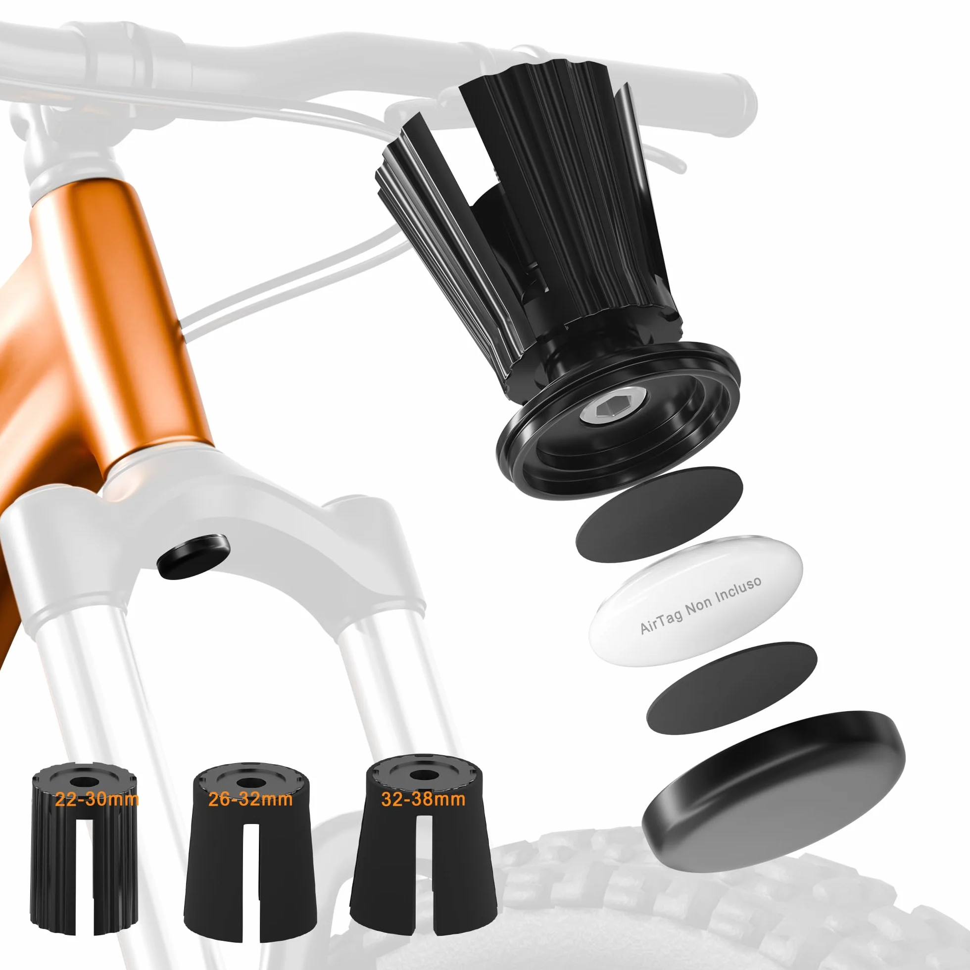 Supporto per Bici AirTag Nascosto Forcella Anteriore 22-38mm