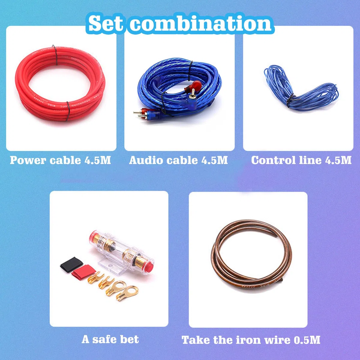 HOMURY - Set di cavi per amplificatori per auto, 10 GA, set di collegamento per amplificatori 25 mm², portafusibili audio, subwoofer, fascette con fusibile