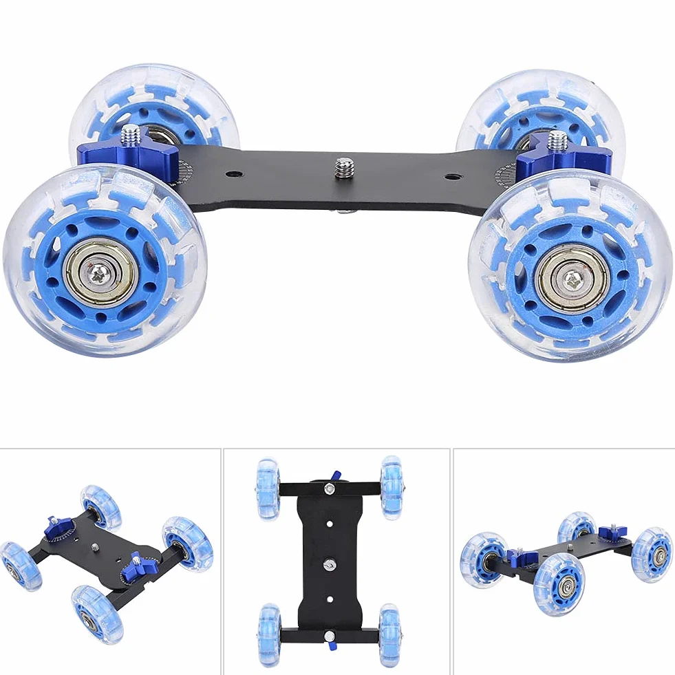 Macchina Fotografica Dolly Skater, Mini Desktop 10KG Load Rail Roller Track Slider Dolly Skater Car per DSLR Camera Camcorder