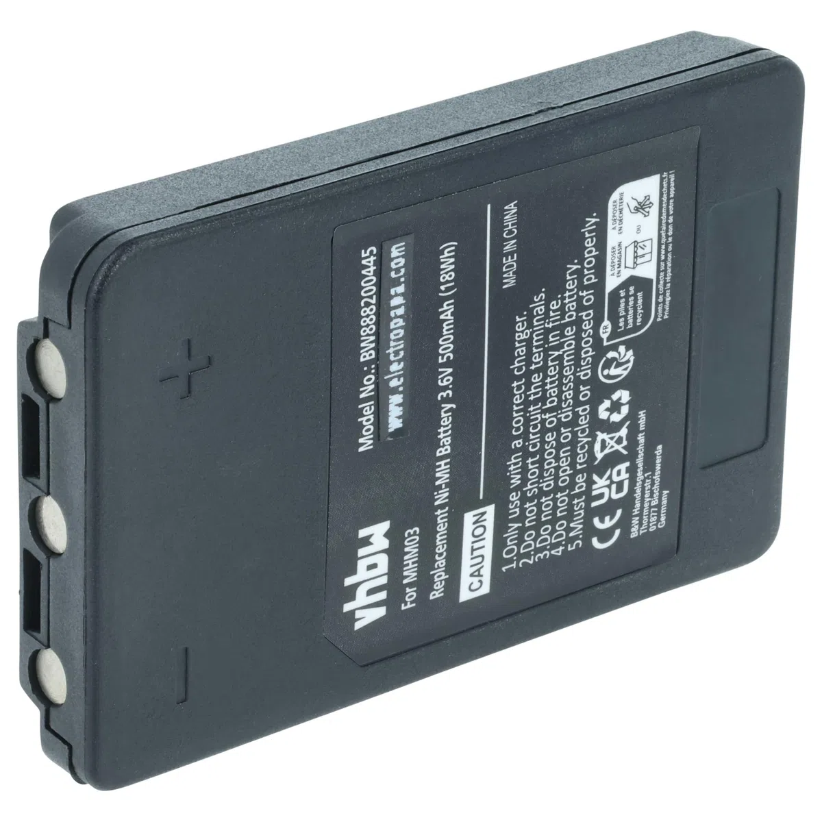 vhbw batteria sostituisce Autec LPM01, LPM01LI, MHM03, R0BATT00E10A0 per Radiocomando Industriale, Telecomando (500mAh, 3,6V, NiMH) - Nero