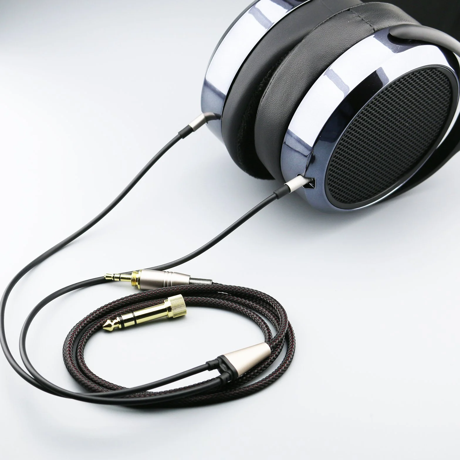 Cavo di ricambio compatibile con cuffie Hifiman Sundara, Arya, Ananda, HE4XX, HE-400i (versione con doppio connettore da 3,5 mm) per cuffie da 3,5 mm / 6,35 mm a doppio connettore jack maschio da