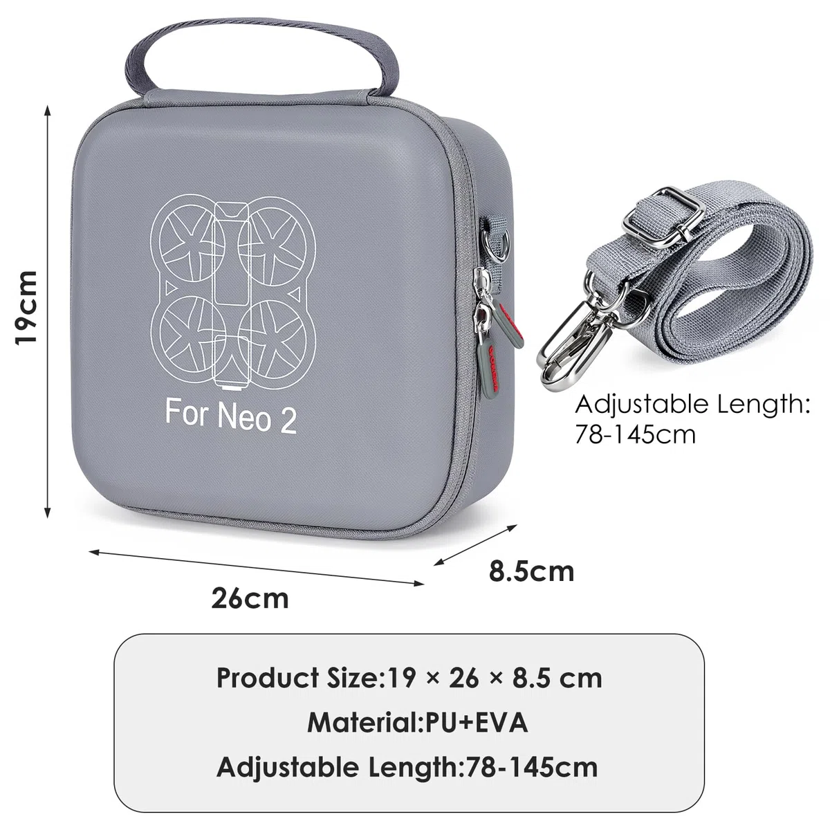 Borsa porta drone per DJI Neo 2, custodia rigida impermeabile per DJI Neo 2, borsa da viaggio in PU portatile e compatta con tracolla