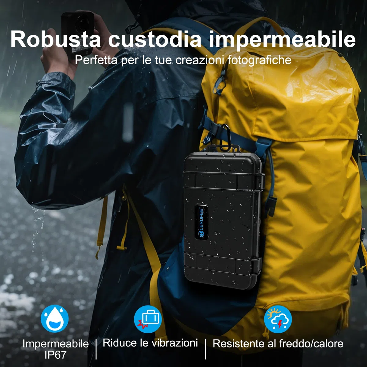 LEKUFEE Custodia Rigida da Viaggio Impermeabile per DJI Osmo 360, Custodia multifunzione per batteria 2 di Osmo Action e altri Accessori (Solo Custodia & Borsa)