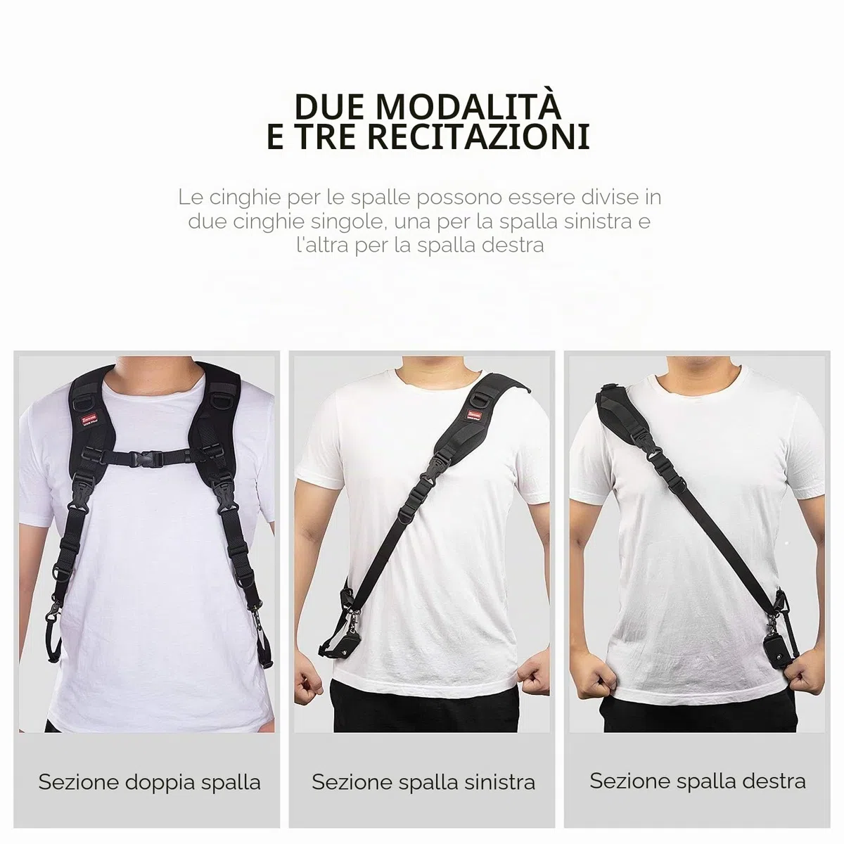 ZTO Ztowoto Cinghia per fotocamera Doppia tracolla per fotocamera Cinghia per tracolla regolabile a sgancio rapido Doppia fotocamera Tether Strap e Tether di sicurezza per DSLR SLR Camera (ztowoto-1)