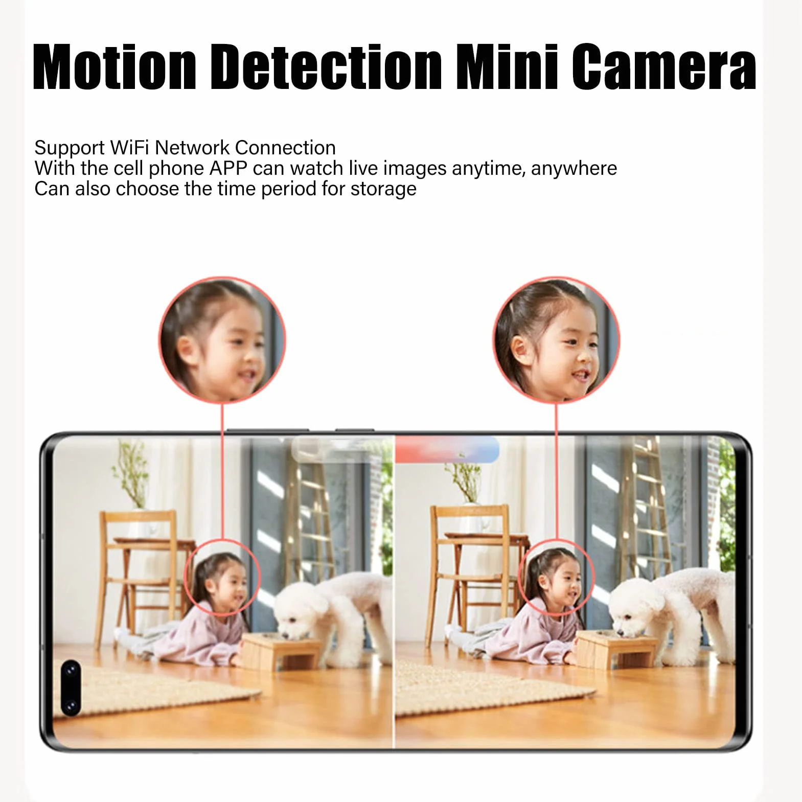 Mini telecamera wireless 1080p visione notturna rilevamento movimento registrazione in loop telecamera WiFi per interni ed esterni