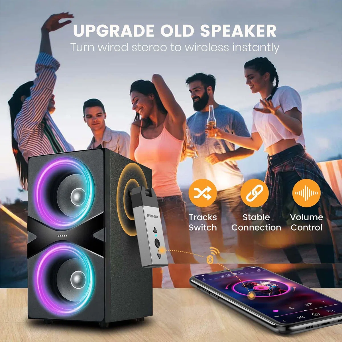 MAEDHAWK Ricevitore Bluetooth 5.2 per Auto con Jack Aux da 3,5 mm Ruotabile Kit audio wireless A2DP per Auto, Altoparlanti per Streaming di Musica Stereo per la casa, Chiamate in Vivavoce