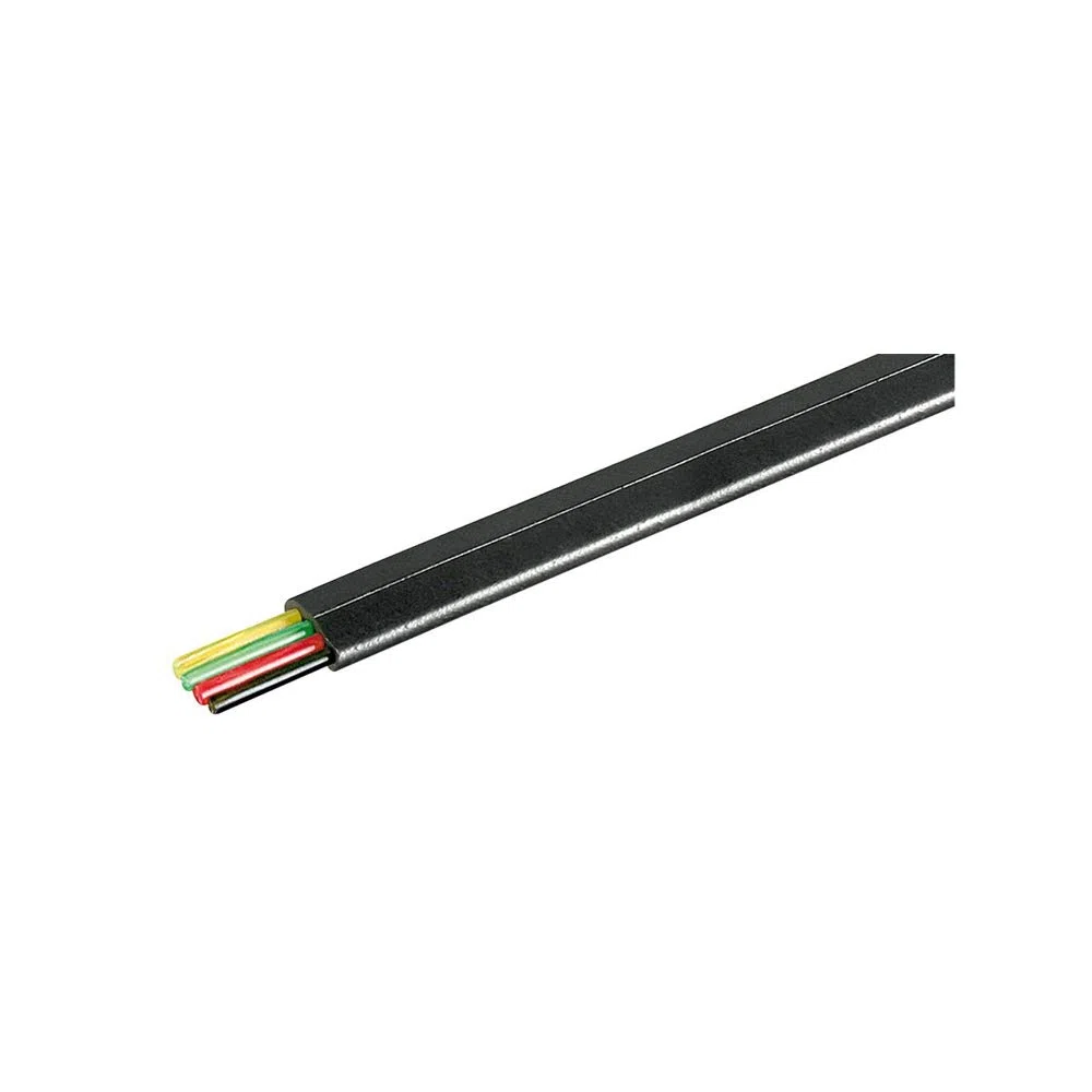 Goobay 93304 Cavo Piatto Telefonico 100m Bobina, AWG 28, CCA, Alluminio Rivestito di Rame, 4 Fili, Nero, 100m Lunghezza del Cavo