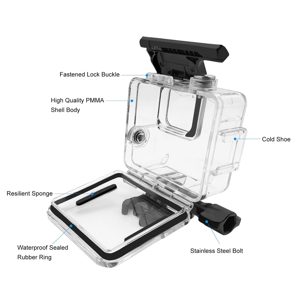 Custodia subacquea per GoPro HERO 4K 2024, PULUZ 60 m, custodia impermeabile con vite per fotografia fotocamera HERO 4K 2024