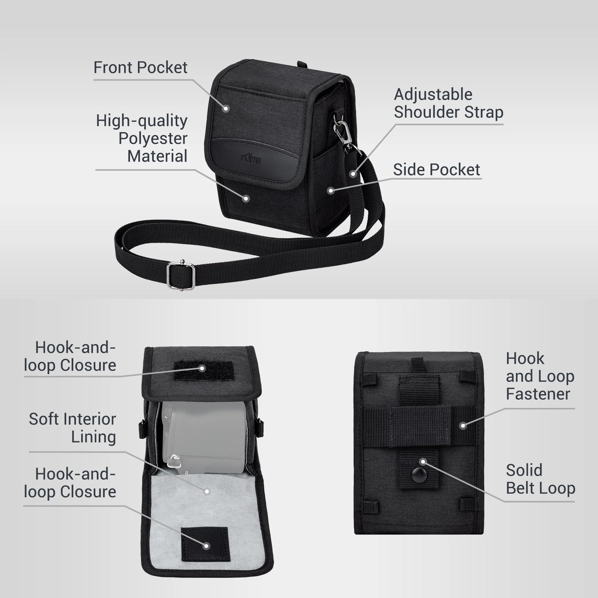 Kiwifotos Borsa a tracolla compatta per fotocamera digitale SLR/Mirrorless e obiettivi per Canon, Nikon, Sony, Fujifilm, Ricoh, con tracolla (150x90x90mm)