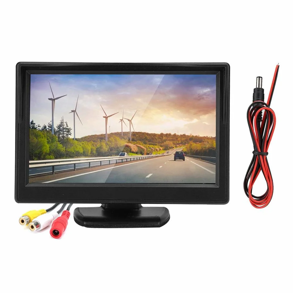 Monitor auto, 5 pollici HD TFT LCD Telecamera per retromarcia Supporto per monitor impermeabile PAL/NTSC per telecamera di backup per auto.