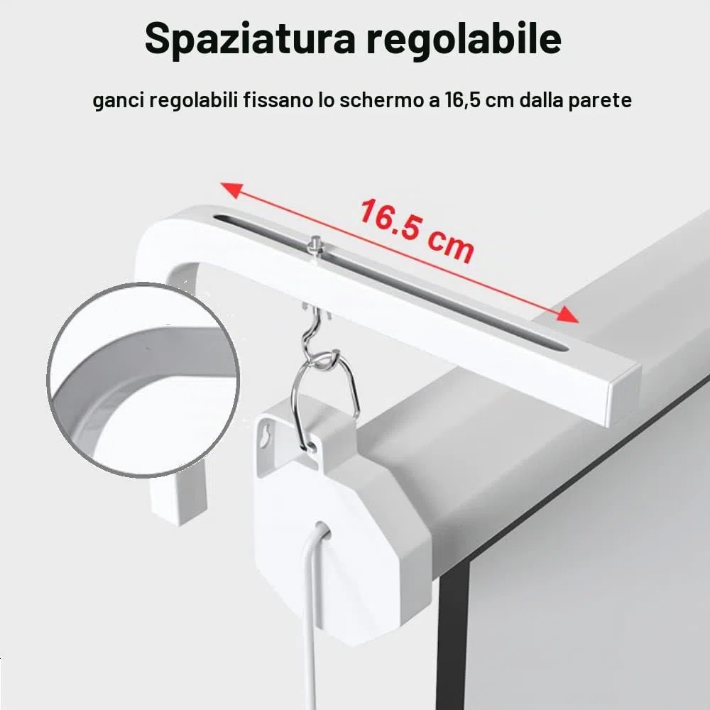 BUZIFU 2 Staffe a L per Schermo di Proiezione, Gancio di Montaggio Regolabile Universale, Supporto per Proiettore Appeso a Parete