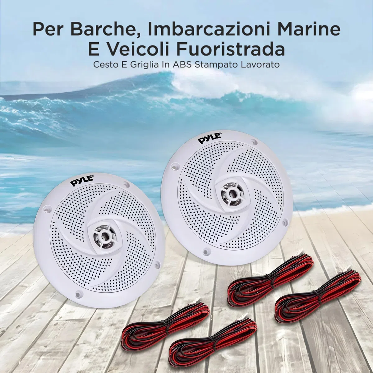 Pyle Altoparlanti Marini, Casse Audio 13,34 Centimetri, 2 Vie Impermeabili, Speaker con Potenza 180 Watt, Design a Profilo Basso, 1 Coppia, Bianco