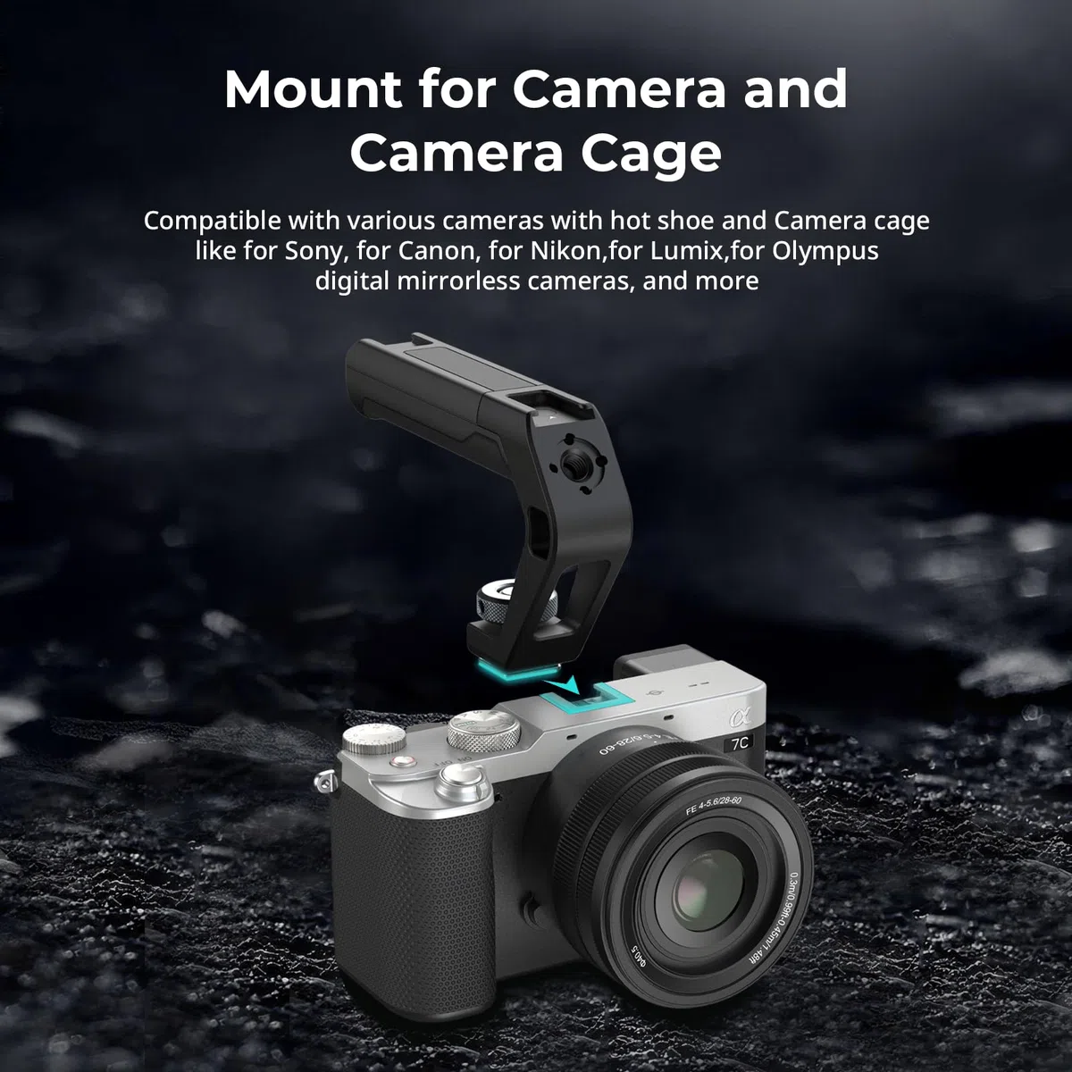 SMALLRIG Manico leggero per slitta fredda, piccola impugnatura superiore per fotocamera, solo 113 g, impugnatura con foro di posizionamento per ARRI e due supporti per slitta fredda, per fotocamera e