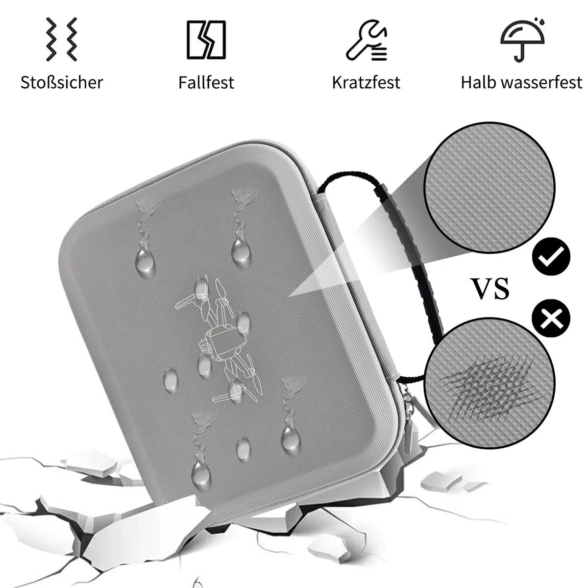 Mini Custodia per DJI 4K, Sacchetto Trasporto per Mini 2 SE, Borsa Portatile per Accessori Drone e Controller, Valigetta Compatta Impermeabile con Cintura Spalla, Grigio