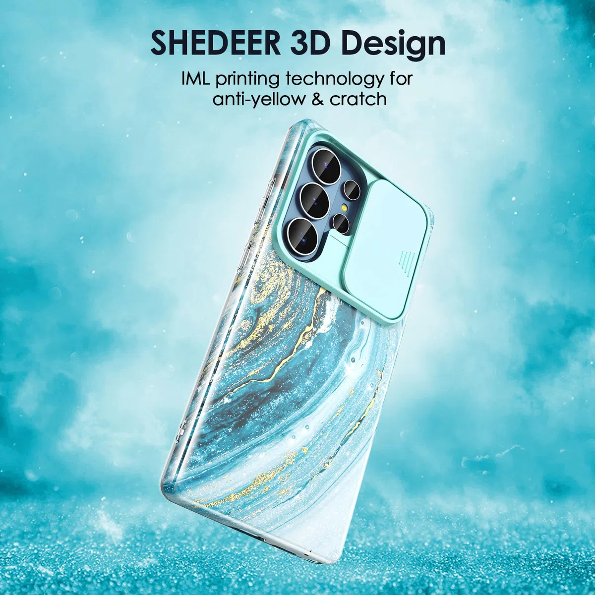 SHEDEER Cover per Samsung S26 Ultra,Copricamera scorrevole & Proteggischermo，Custodia Samsung S26 Ultra,Stile lucido con disegno, Anticaduta e leggera, Adatto a S26 Ultra 6.9 pollici（Bleu Étoilé）