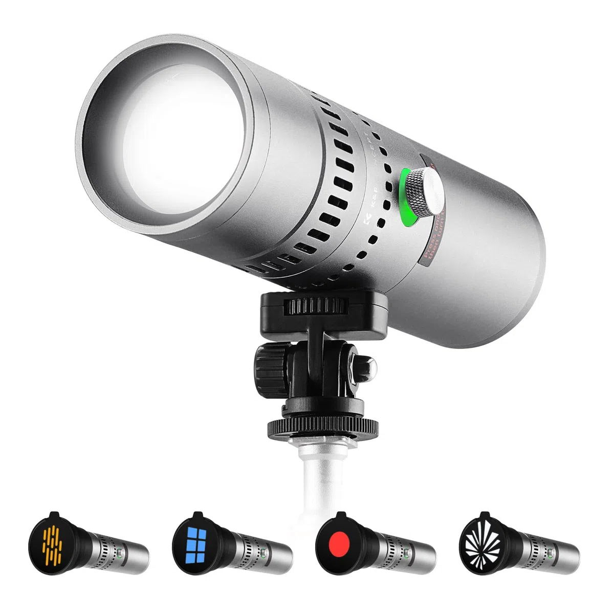 K&F CONCEPT SP25C Torcia LED RGB con gimbal, 25W 9000mAh luce GOBO fai da te dimmerabile e zoomabile, 20 filtri luminosi per light ambientale fotografica, luce riempitiva tramonto, ricarica rapida 30W