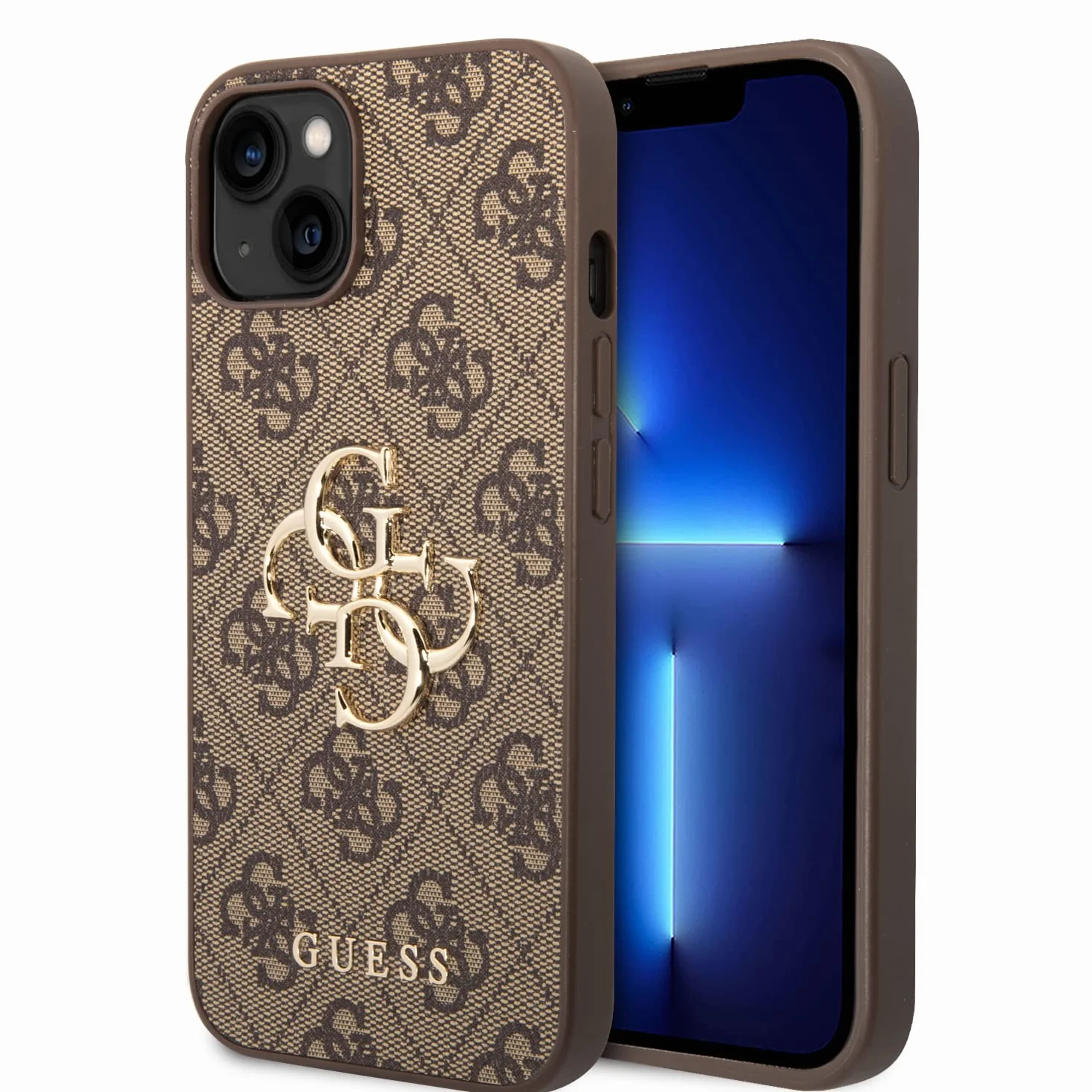 Guess Golden Logo compatibile con iPhone 14 e 13, colore marrone, GUHCP14S4GMGGR, nero