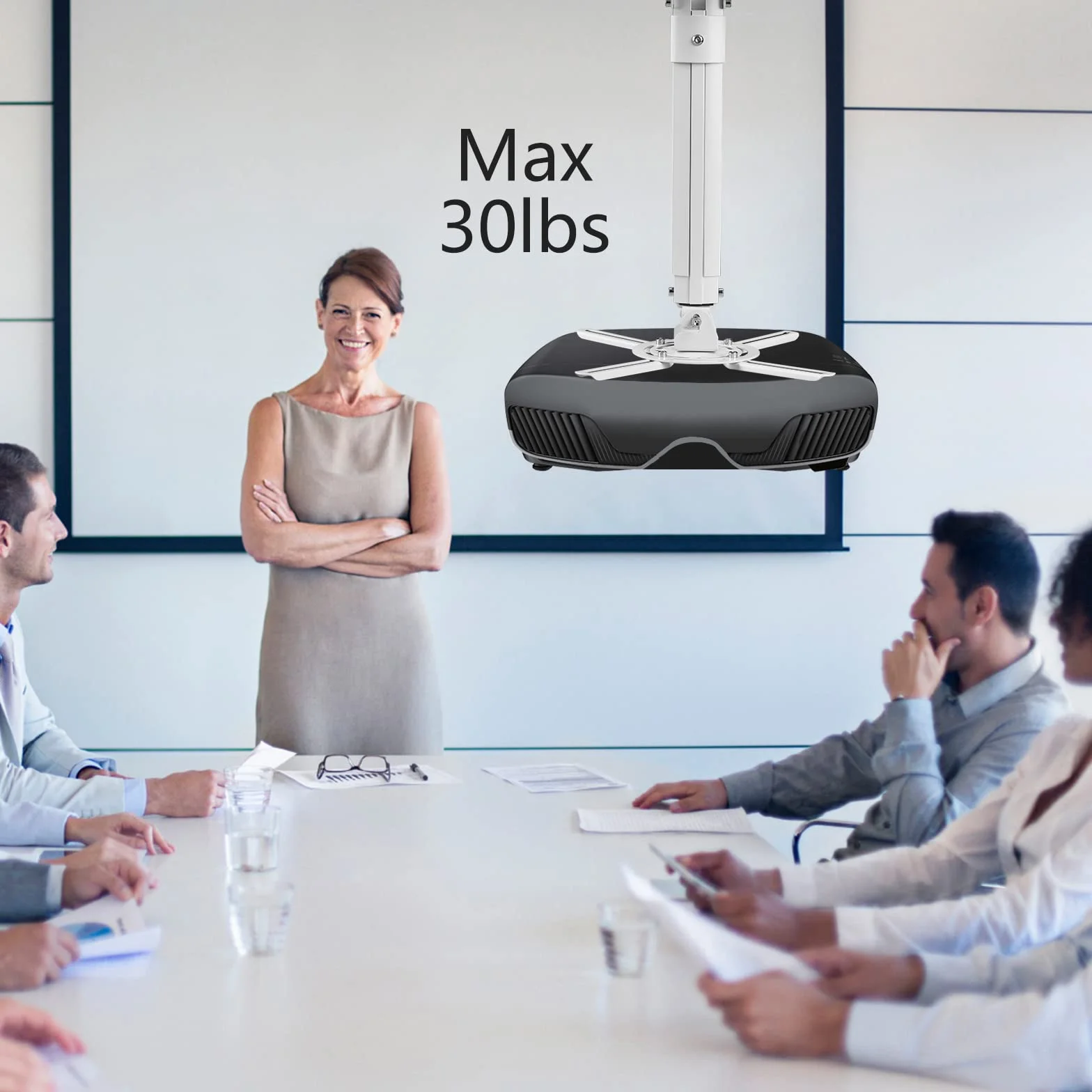 suptek Supporto Universale per Proiettori da Soffitto con Asta di Estensione da 27 a 54 cm Capacità di Carico Max. 13.6kg PR05W