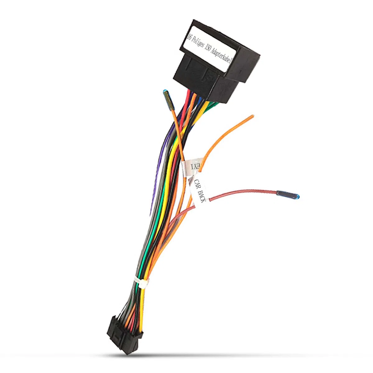 Cavo 16 Pin Adattatore ISO Cavo Connettore 16 Poli Standard ISO Adattatore per Android Autoradio Universale, con Linee di Controllo del Volante e Linea di Controllo Inverso, Adattatore Cavo 16 Poli