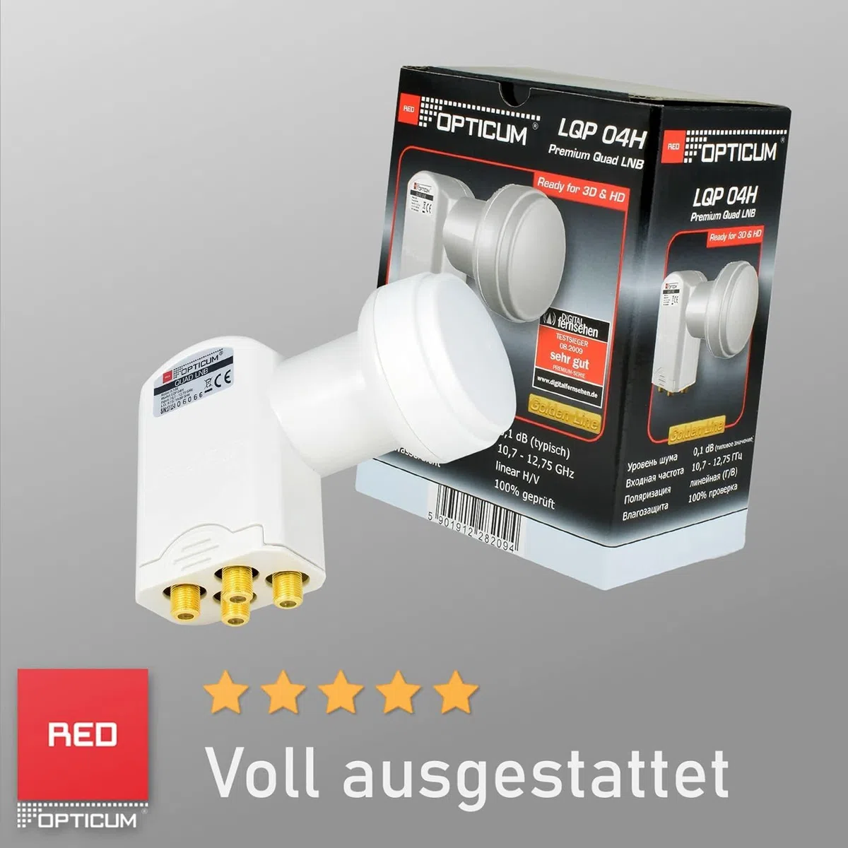 Opticum Quad LNB - LQP-04H - Contatti dorati (Full HD, 3D)