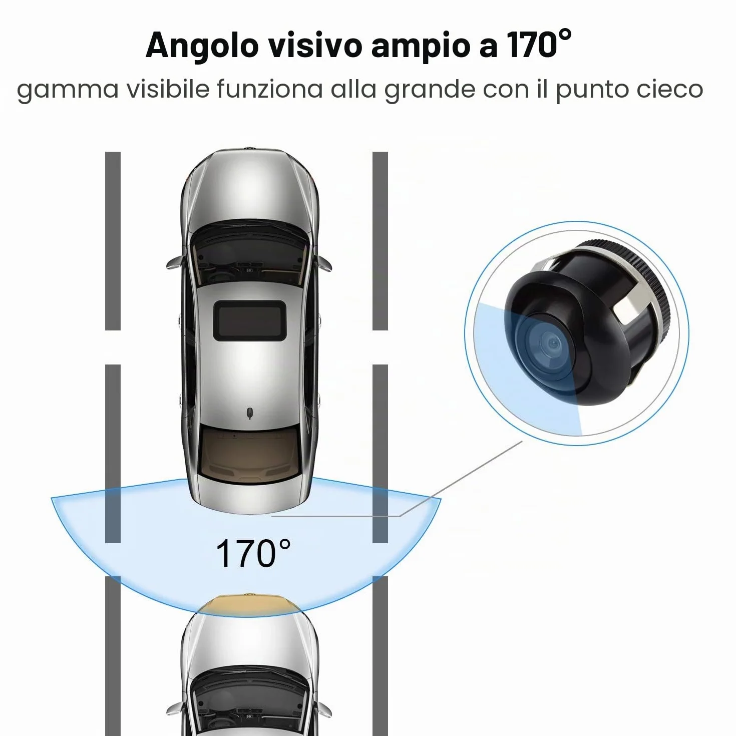CICMOD Mini CCD Retrocamera Auto 360° Ruotabile Impermeabile Angolazione di 170° Telecamera Retromarcia Auto
