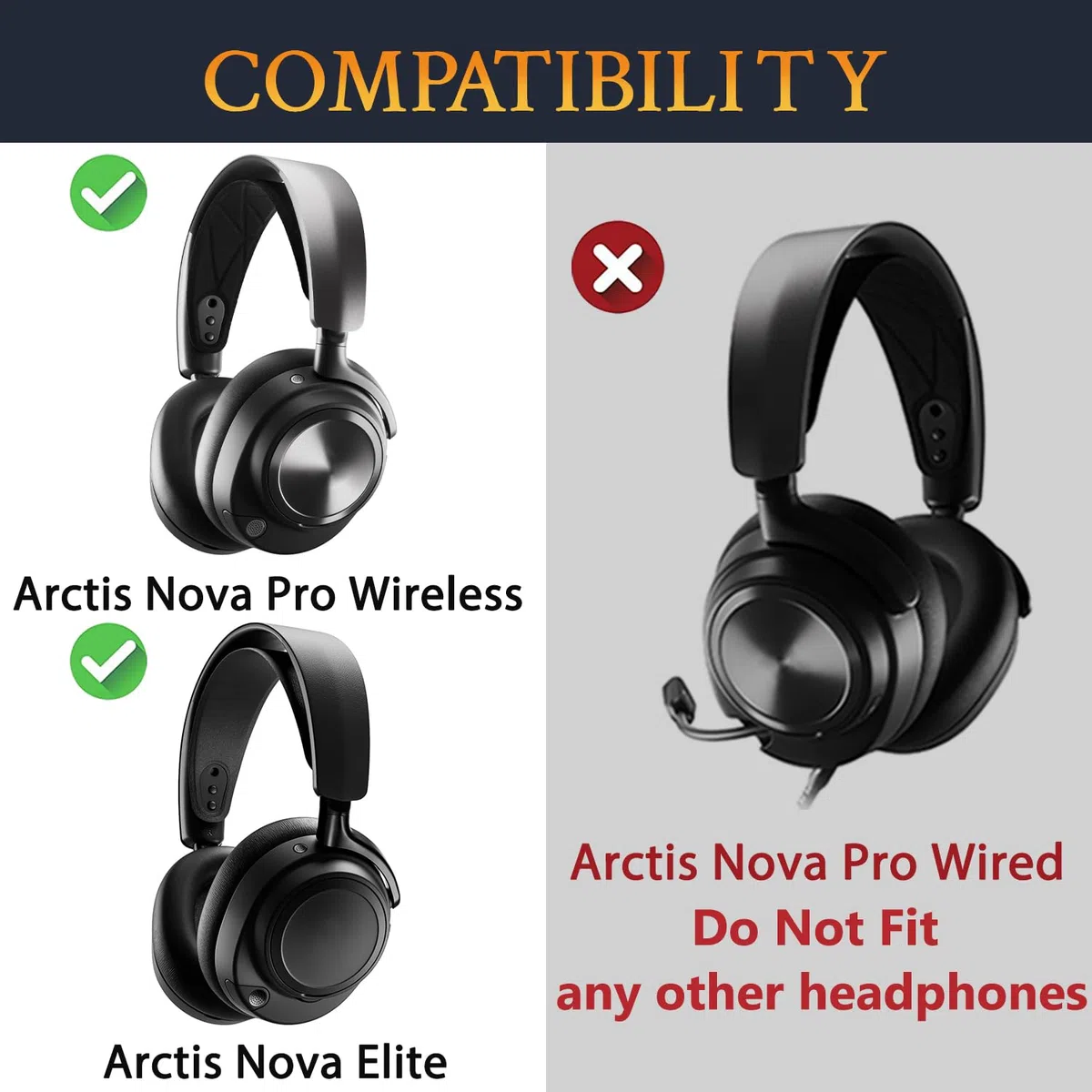 SOULWIT Cuscinetti Auricolari Ricambio in Gel Rinfrescante per Steelseries Arctis Nova Pro Wireless/Arctis Nova Elite Cuffie, Padiglioni con Schiuma Ad Alta Densità per l'Isolamento Acustico