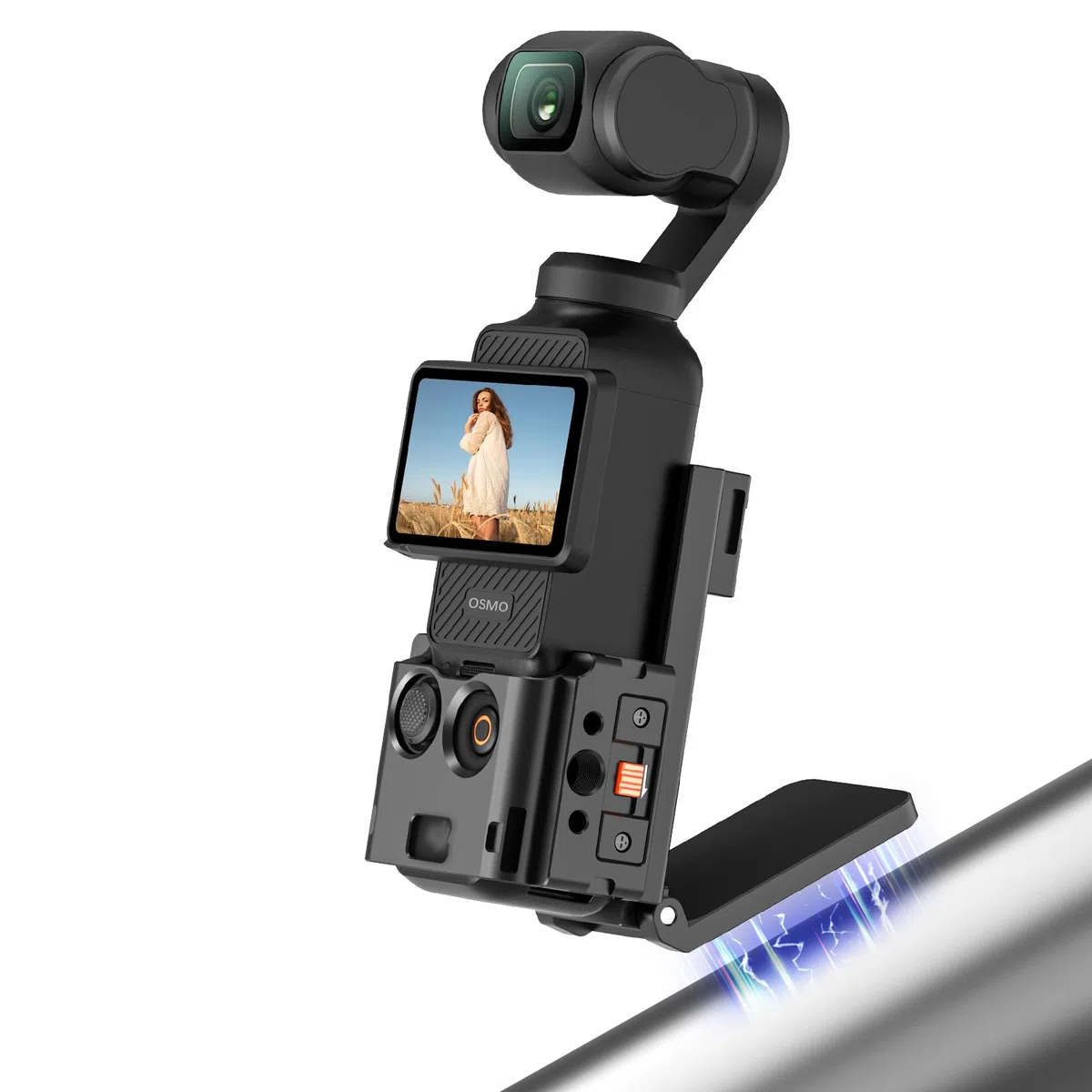 AMAZEAR Gabbia metallica compatibile con OSMO Pocket 4/3, Pocket 4/3 Accessori Custodia protettiva Adattatore di espansione multifunzionale con blocco a sgancio rapido, supporto magnetico posteriore