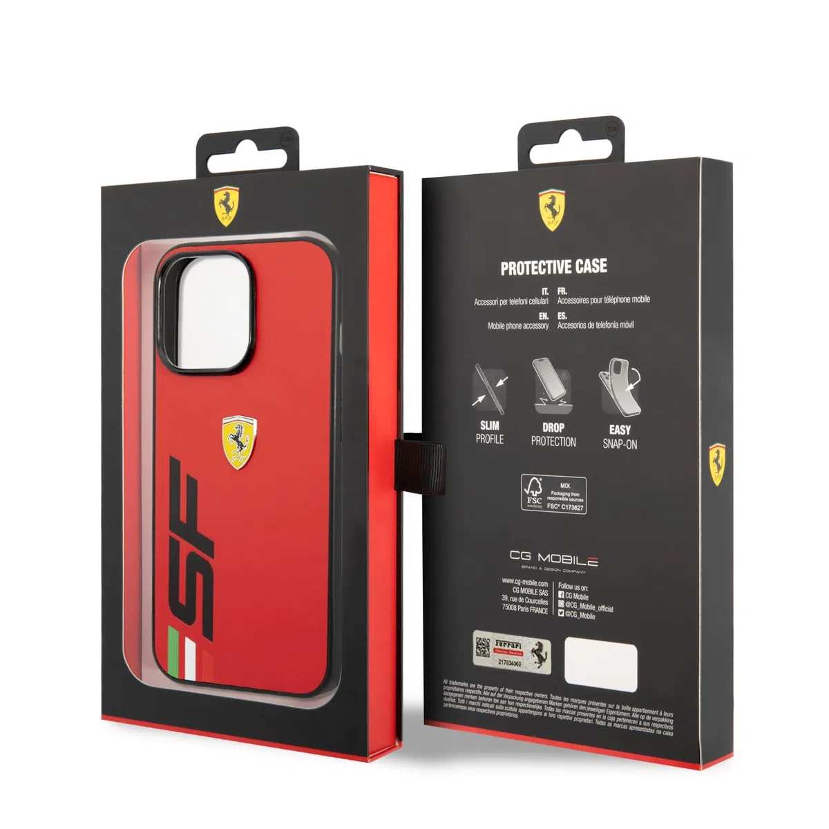 iPhone 13 PRO - Pelle ROSSA Stampato Big SF Logo - FERRARI