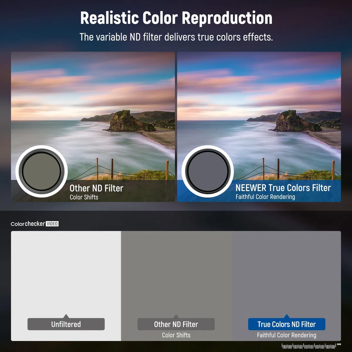 NEEWER 49mm Filtro ND Variabile (ND8-2000), True Colors e Hard Stop, Filtro Densità Neutra Limitata Regolabile 3-11 Stop per DSLR Mirrorless Camera, Vetro Ottico Multistrato, Telaio Sottile Alluminio
