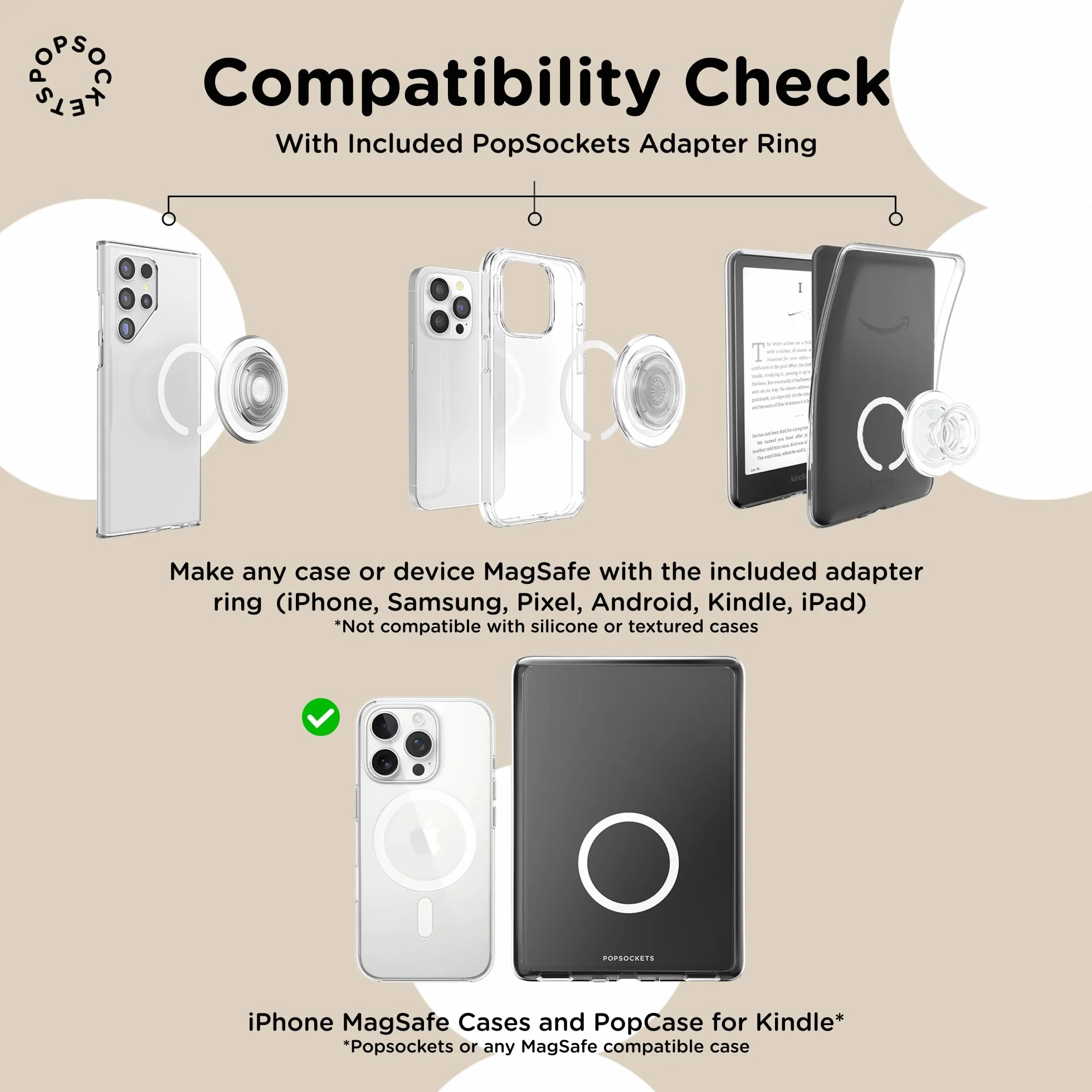 PopSockets Impugnatura rotonda compatibile con MagSafe, anello adattatore incluso, supporto per telefono, compatibile con ricarica wireless - Blue Fields
