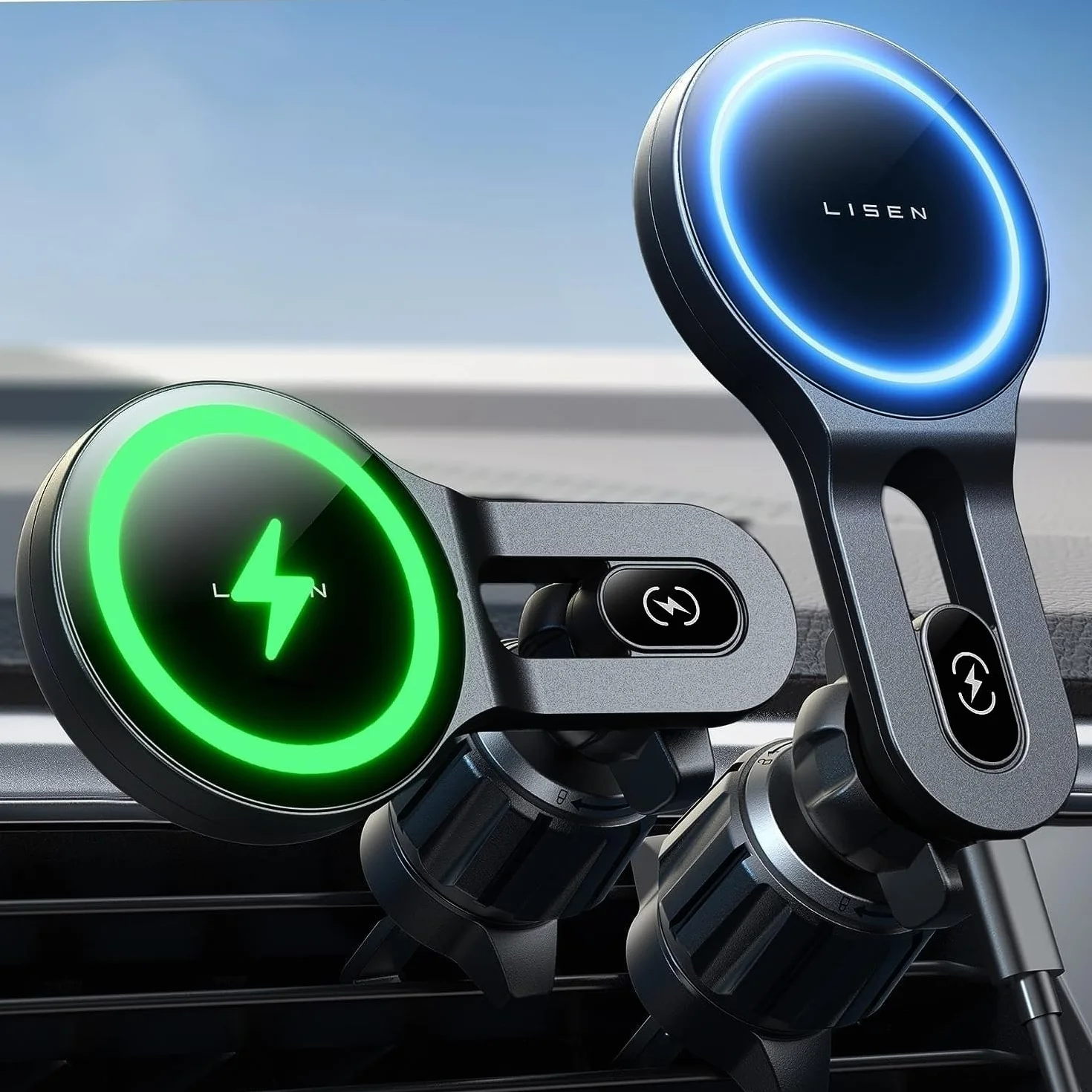 LISEN Caricatore Wireless Magnetico 15W per Auto, Accessori iPhone, Magsafe Supporto Telefono Ricarica per iPhone 16/15/14/13/12/ Samsung