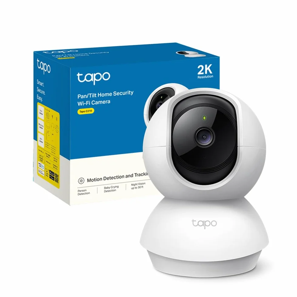 Tapo C210 Telecamera Wi-Fi Interno 2K(3MP), Videocamera Sorveglianza, Visione Notturna, Notifiche in Tempo Reale, Storage su Cloud, MicroSD fino a 512GB, Funziona con Alexa e Google Assistant