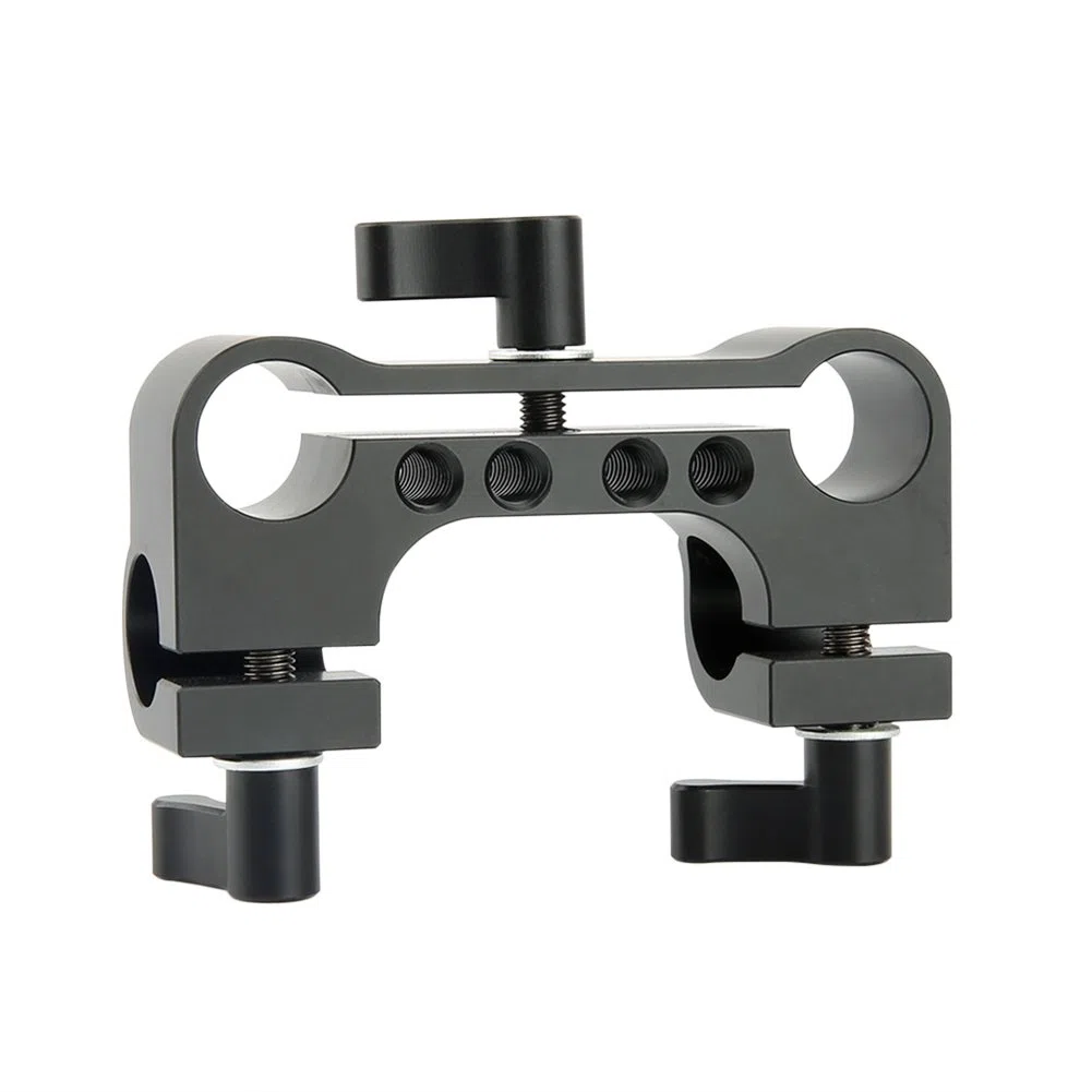 NICEYRIG Morsetto per asta da 15 mm Doppio blocco per guida a 90 gradi per videocamera DV/DC Sistema di supporto per spalla